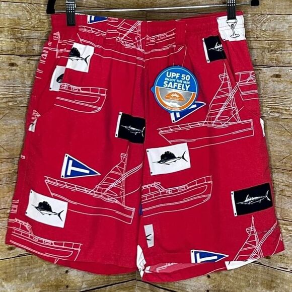 COLUMBIA PFG SUPER BACKCAST WATER NAUTICAL COASTAL VACATION RESORT SWIM SHORTS - Picture 1 of 2